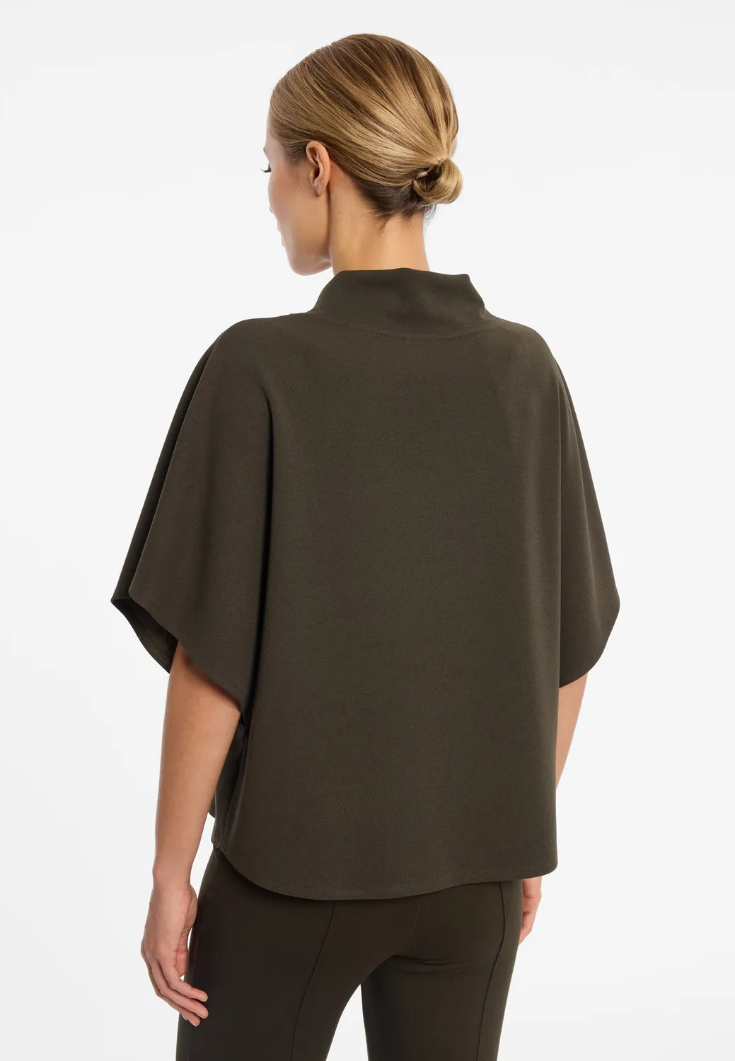 Ana Alcazar Eliorelle top mantella kaki collo alto