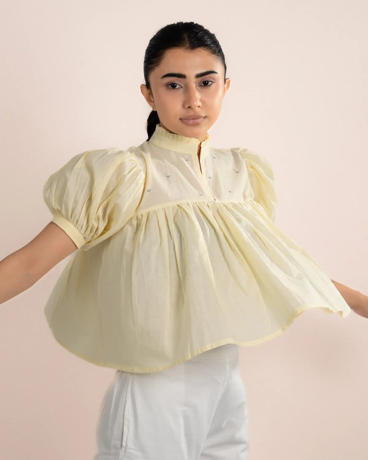 Our Dve Rosy Top top cotone giallo limone