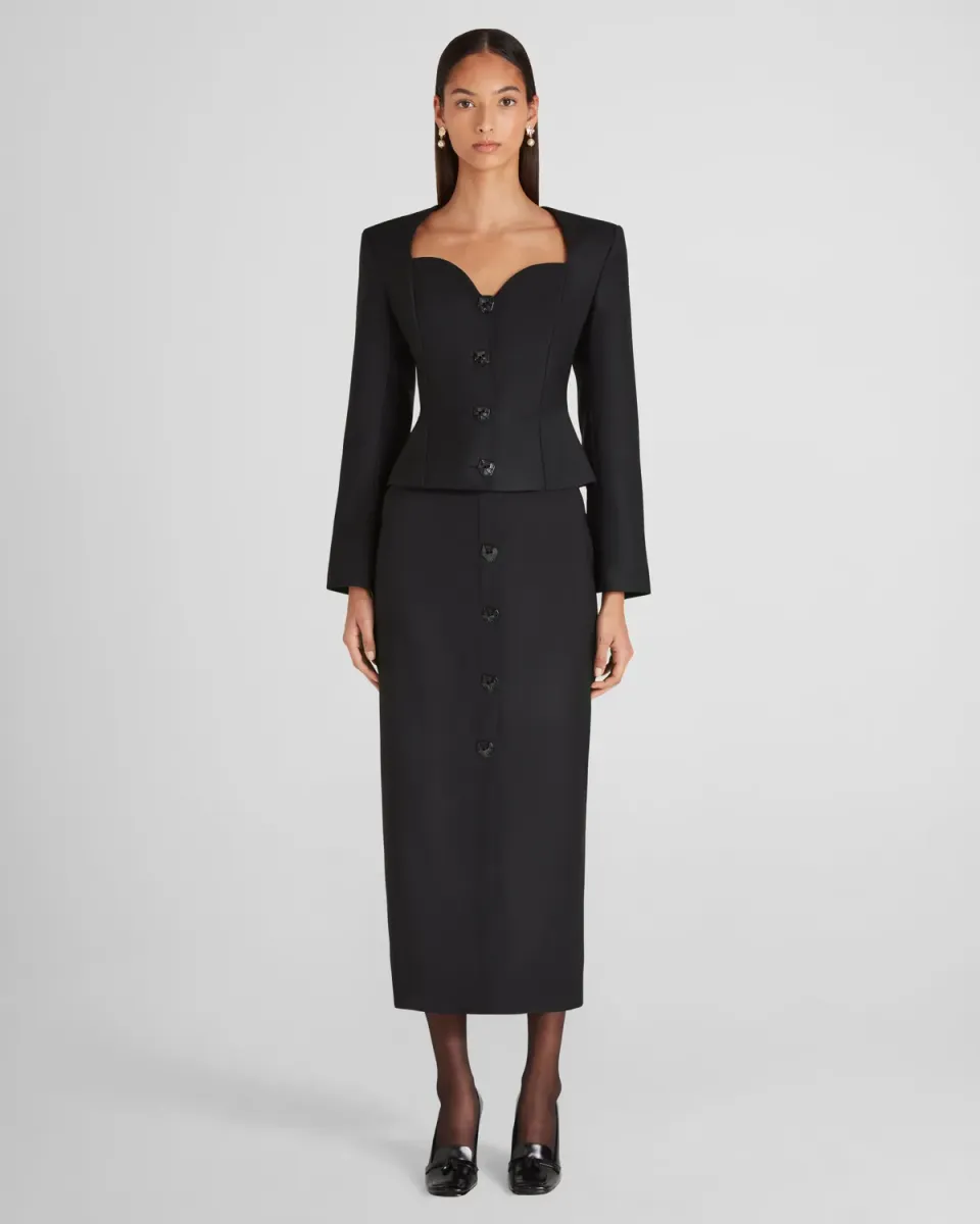 Violante Nessi L'Eclaireur blusa nera lana crepe