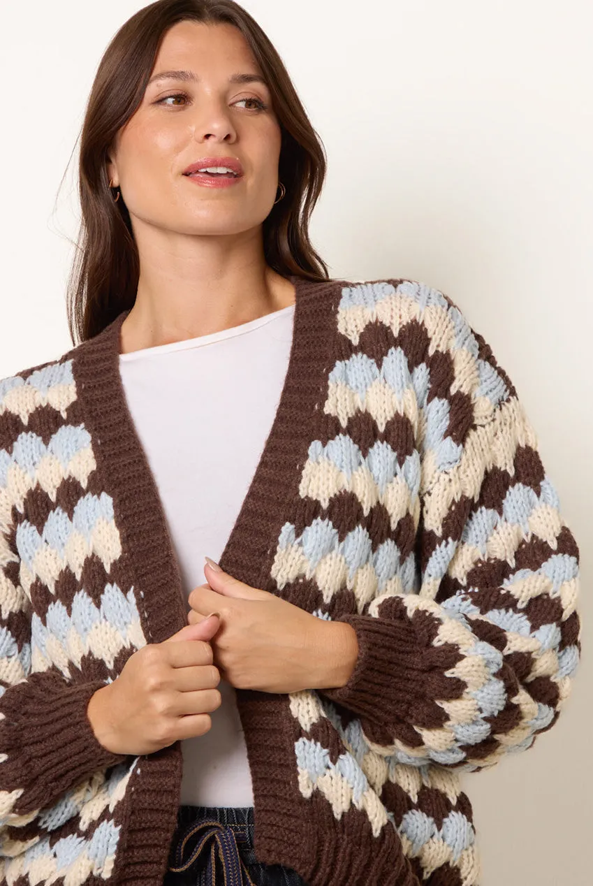 Blue Vanilla cardigan righe cioccolato manica lunga