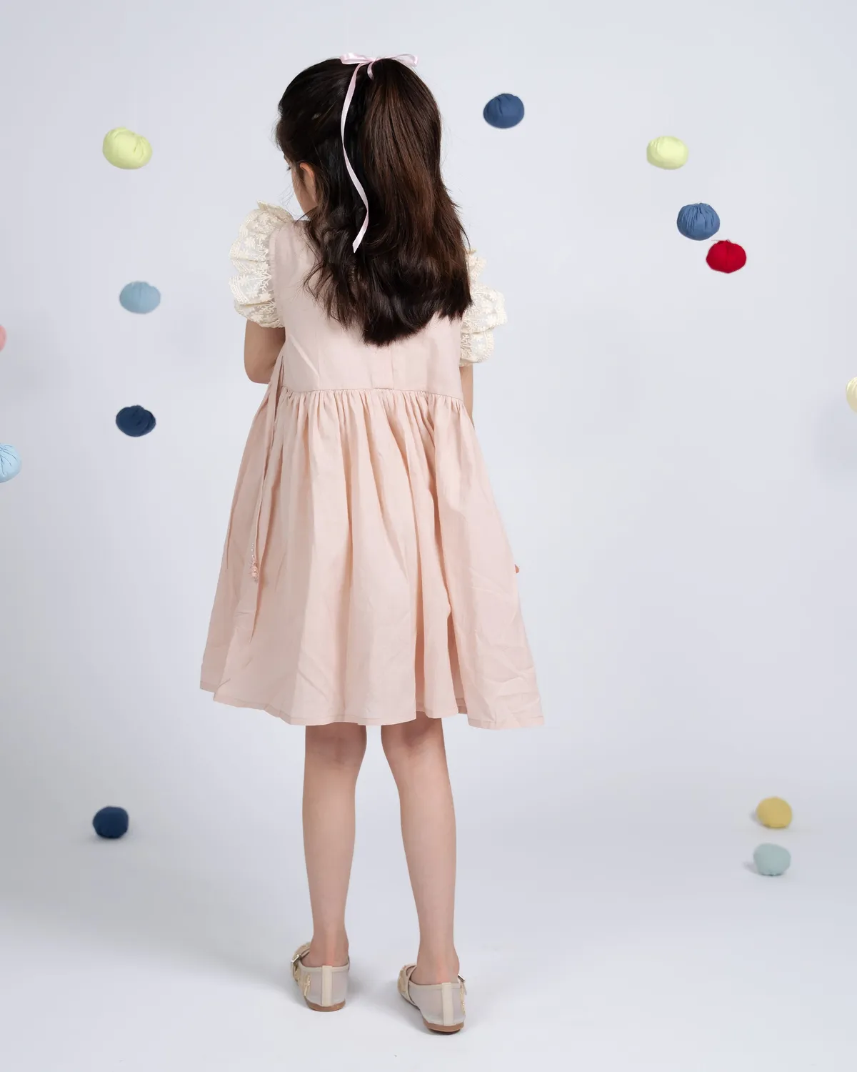 Our Dve Rosie Dress vestito bambina rosa cotone 5-6 anni