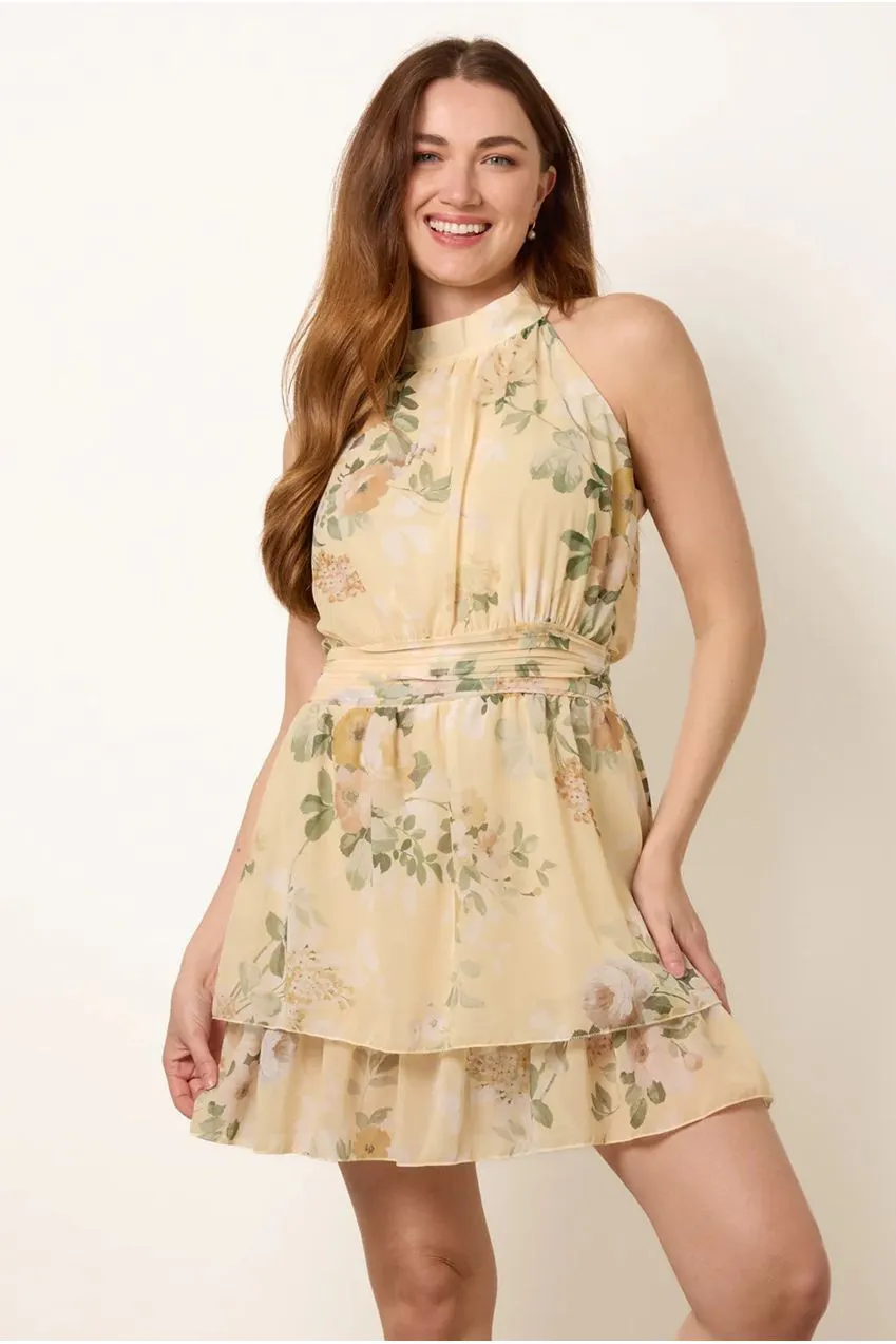 Blue Vanilla High Neck abito mini giallo limone