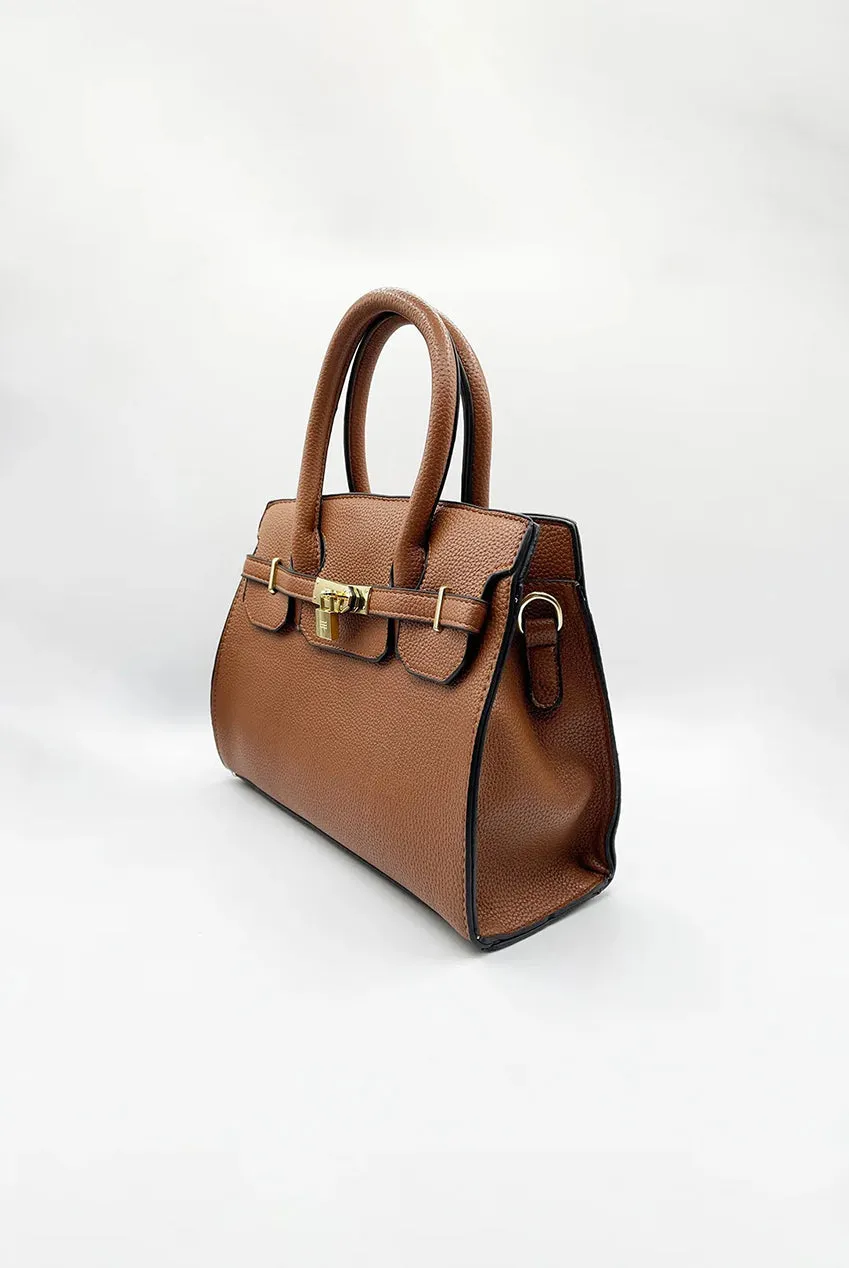 SVNX HB364906 borsa bauletto marrone effetto testurizzato