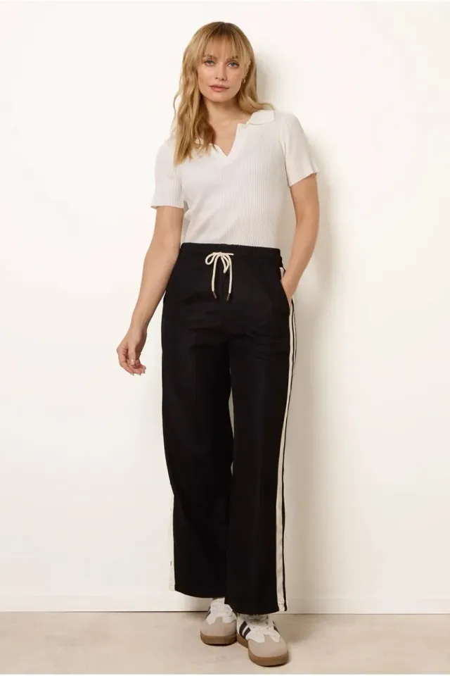 Blue Vanilla Corduroy Side Stripes pantaloni neri velluto