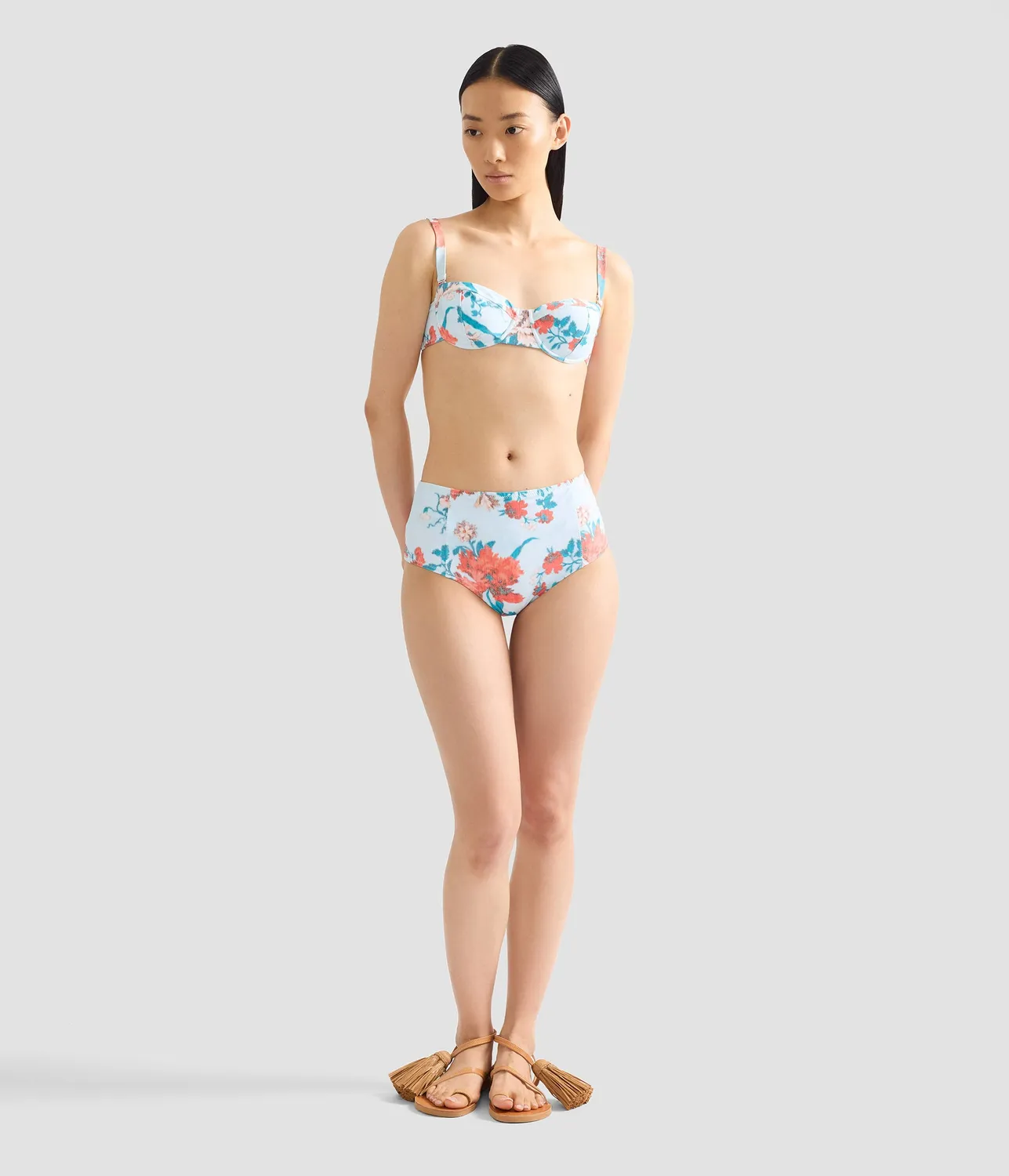 Erdem Floral Print Bikini Top top bikini papaveri rossi