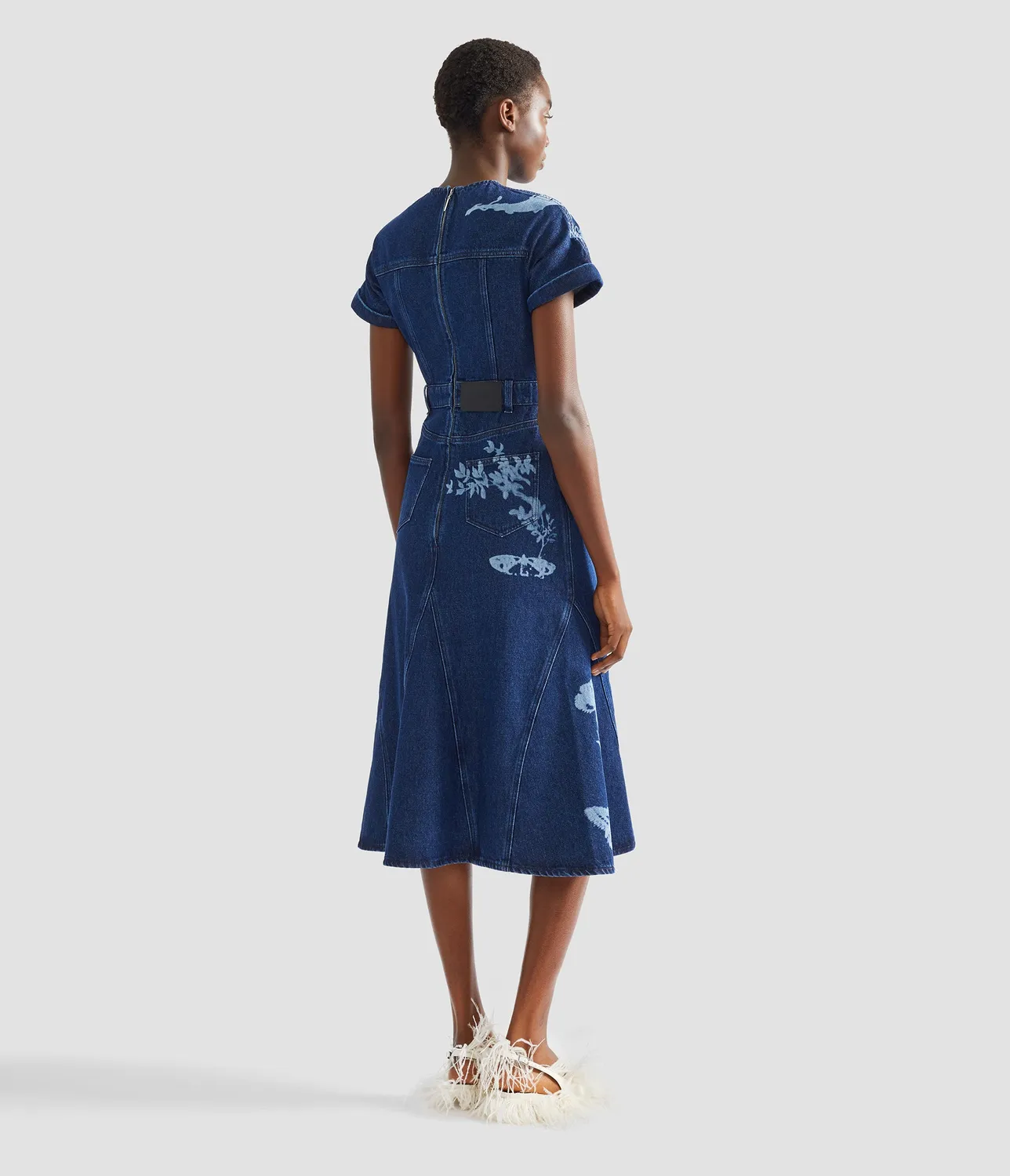 Erdem abito midi indaco denim maniche corte