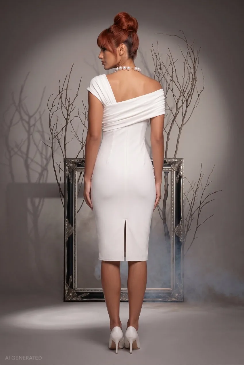 Goddiva Stone Age Costume Halloween Midi Bianco Monospalla