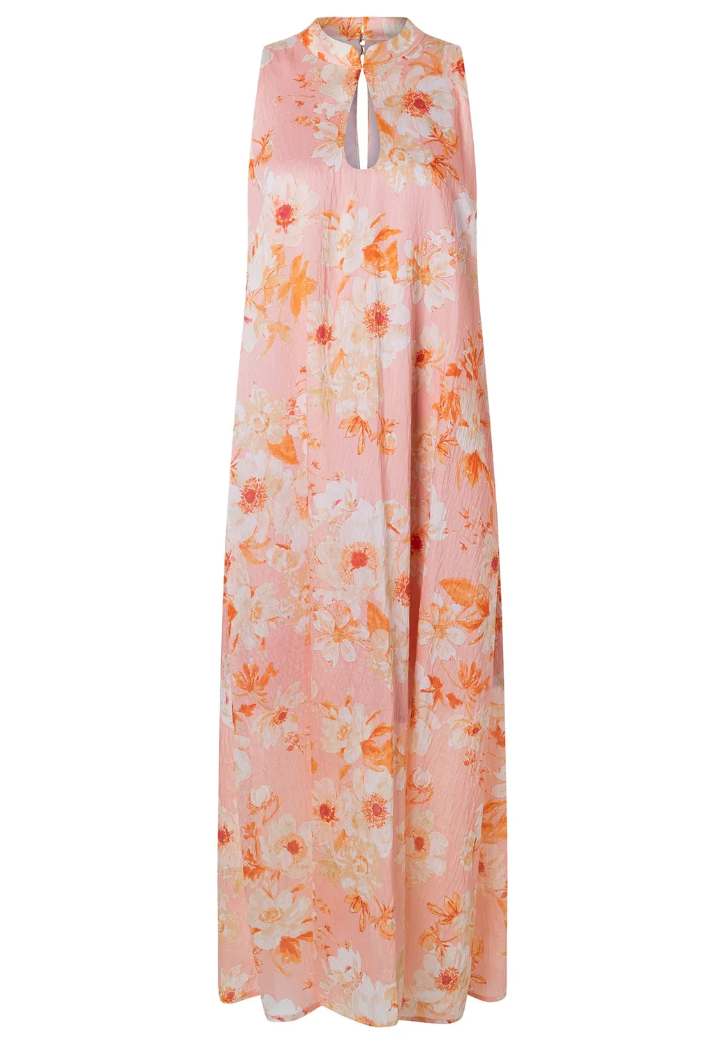 Ana Alcazar Dorenaa abito maxi floreale rosa scollo goccia