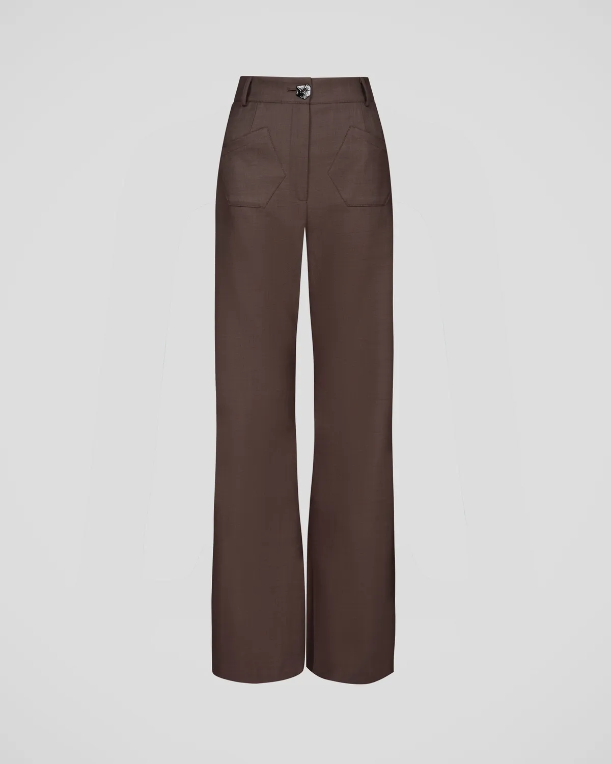 Violante Nessi Francis pantaloni marroni crêpe lana