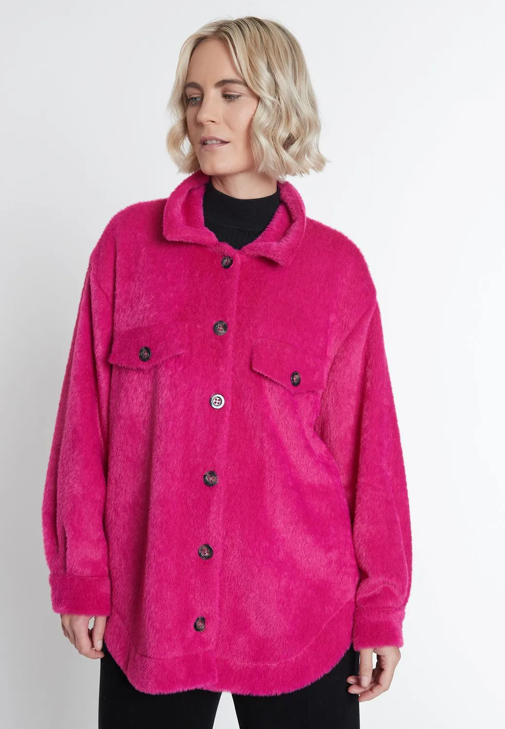 Ana Alcazar Mabisa giacca camicia peluche rosa