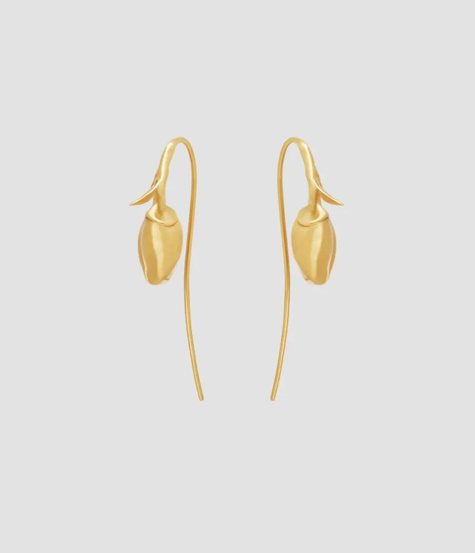 Erdem Bloom Loop orecchini oro bocciolo stelo