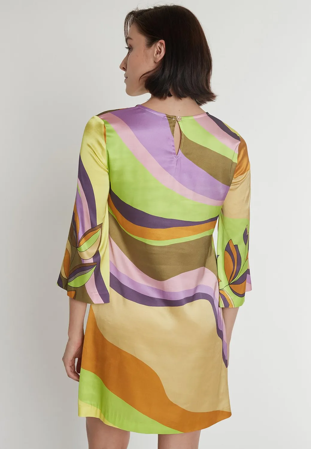 Ana Alcazar Peary mini abito satin foglie pastello