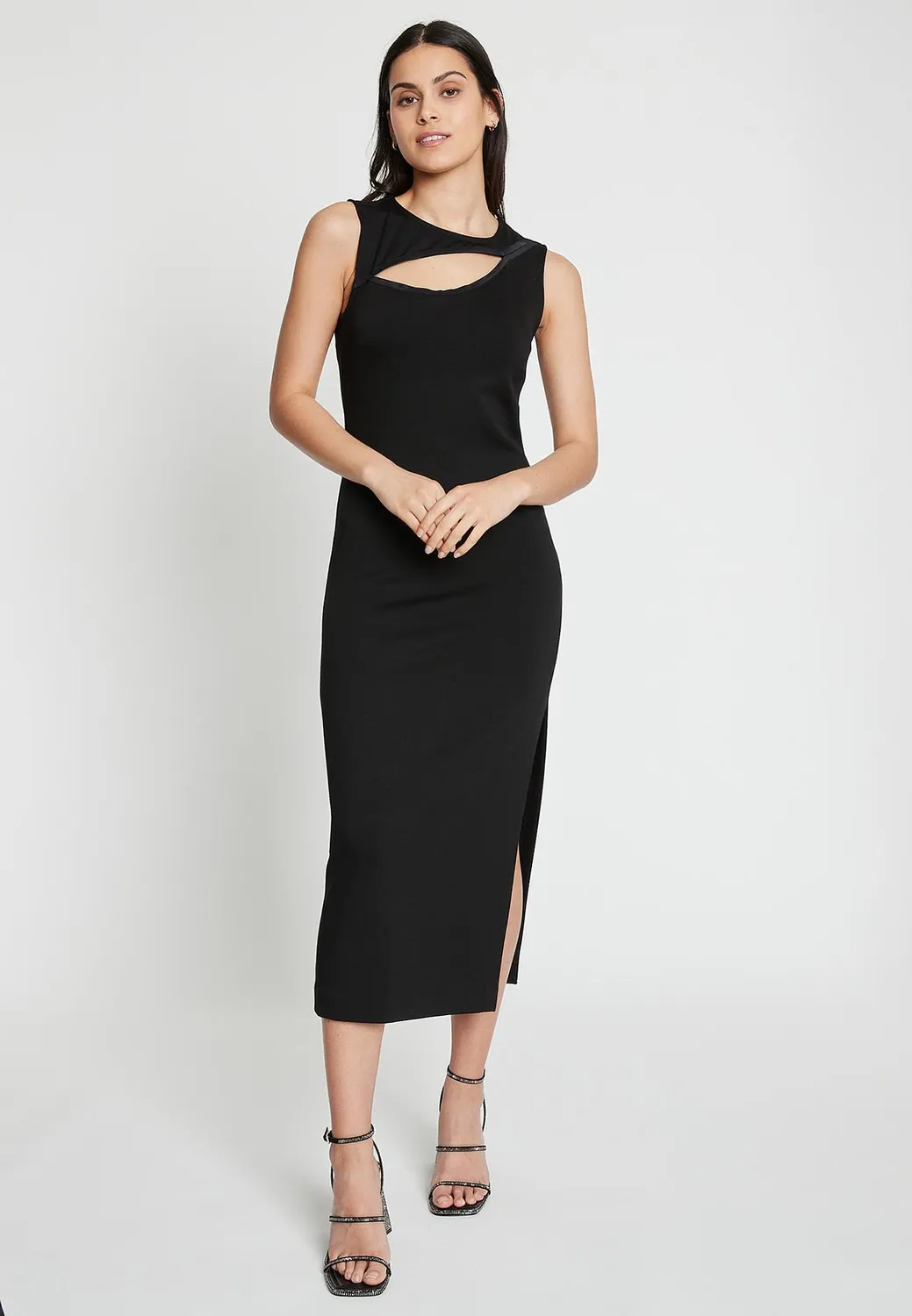 Ana Alcazar Ira abito midi nero cut-out