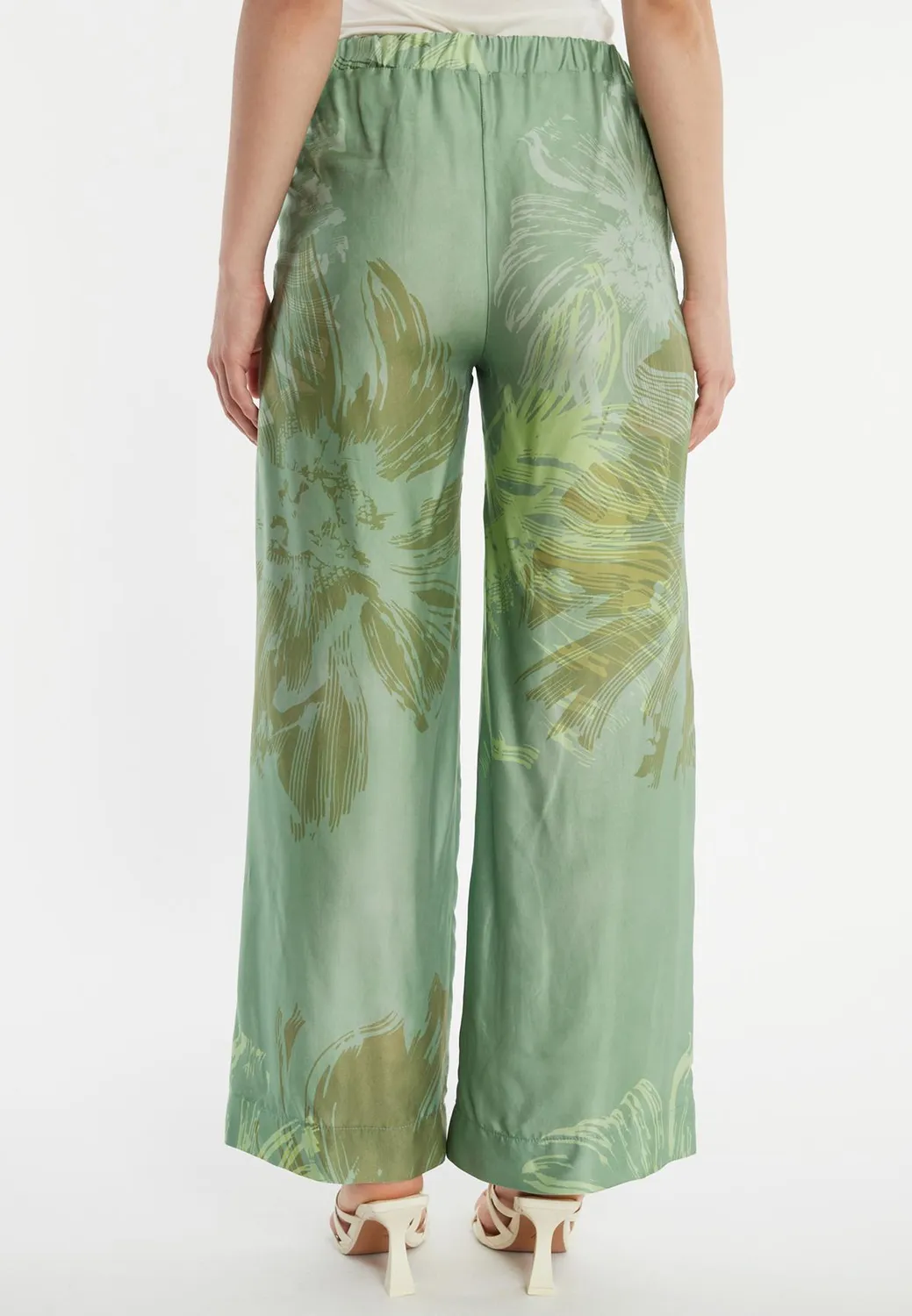Ana Alcazar Zegina pantaloni larghi satin verde