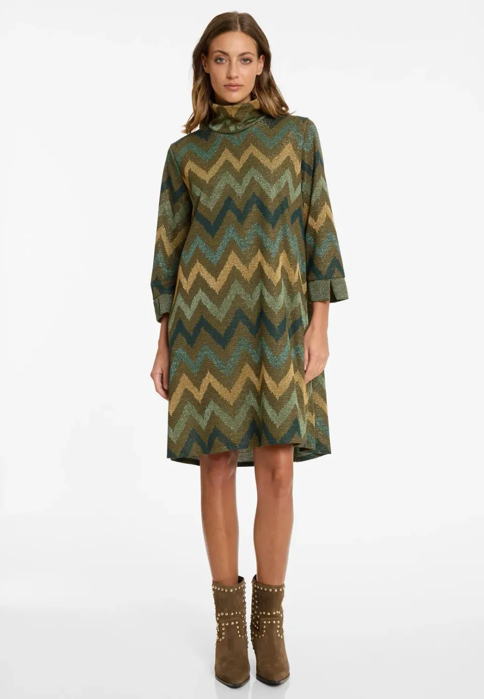 Ana Alcazar Avera abito lurex verde dolcevita
