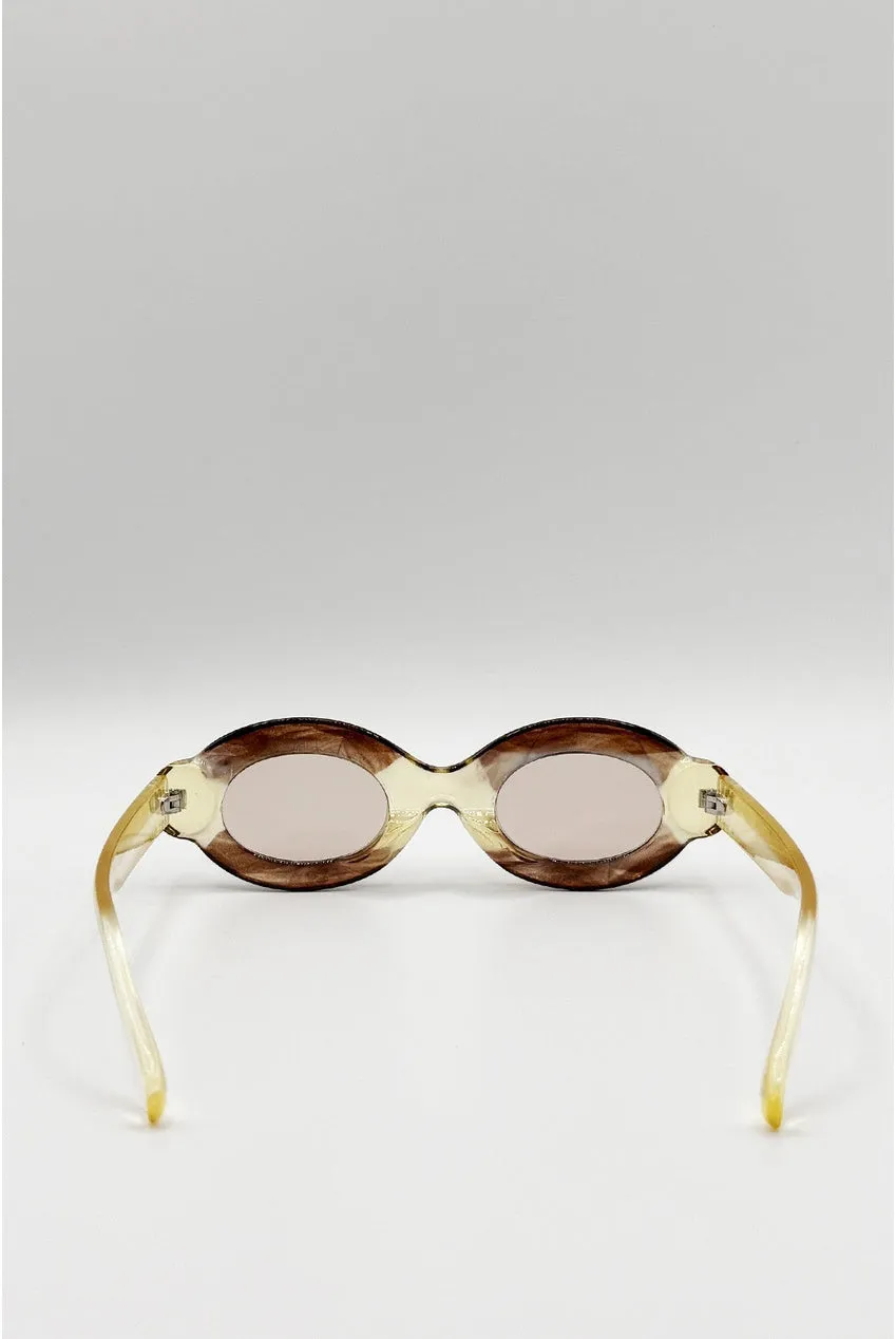 SVNX Bold occhiali da sole ovali champagne marrone chiaro