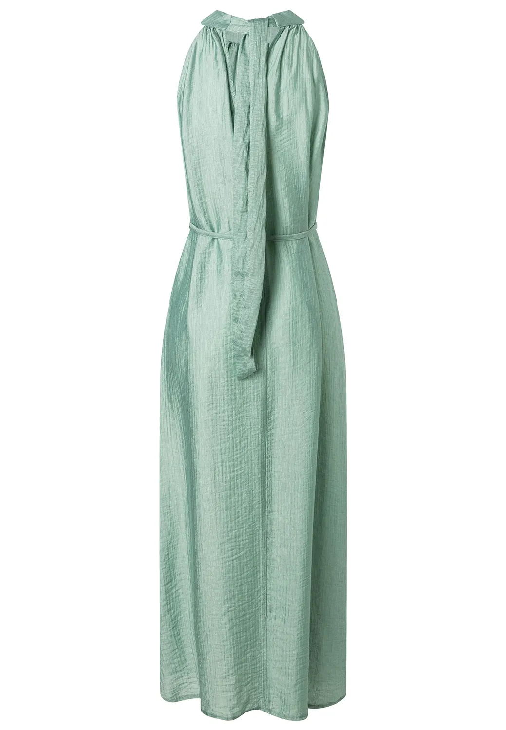 Ana Alcazar Doreya abito verde salvia lungo halter