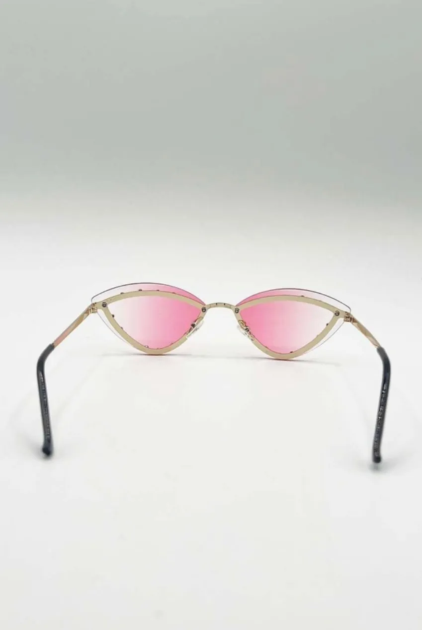 SVNX occhiali da sole cat-eye rosa strass dorati