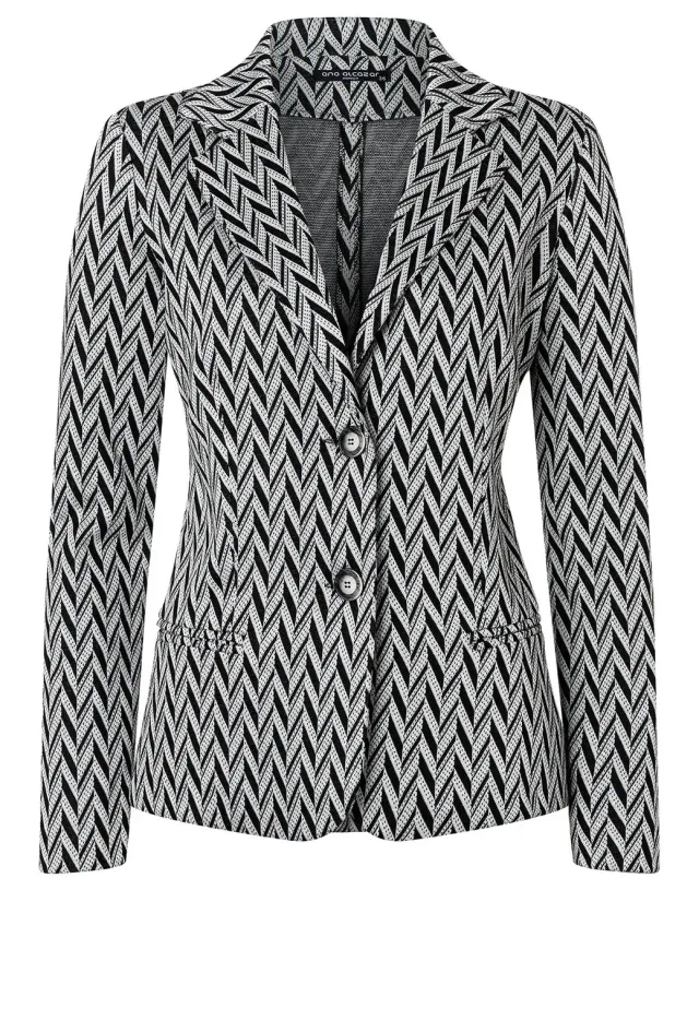 Ana Alcazar Shara blazer zigzag bianco nero