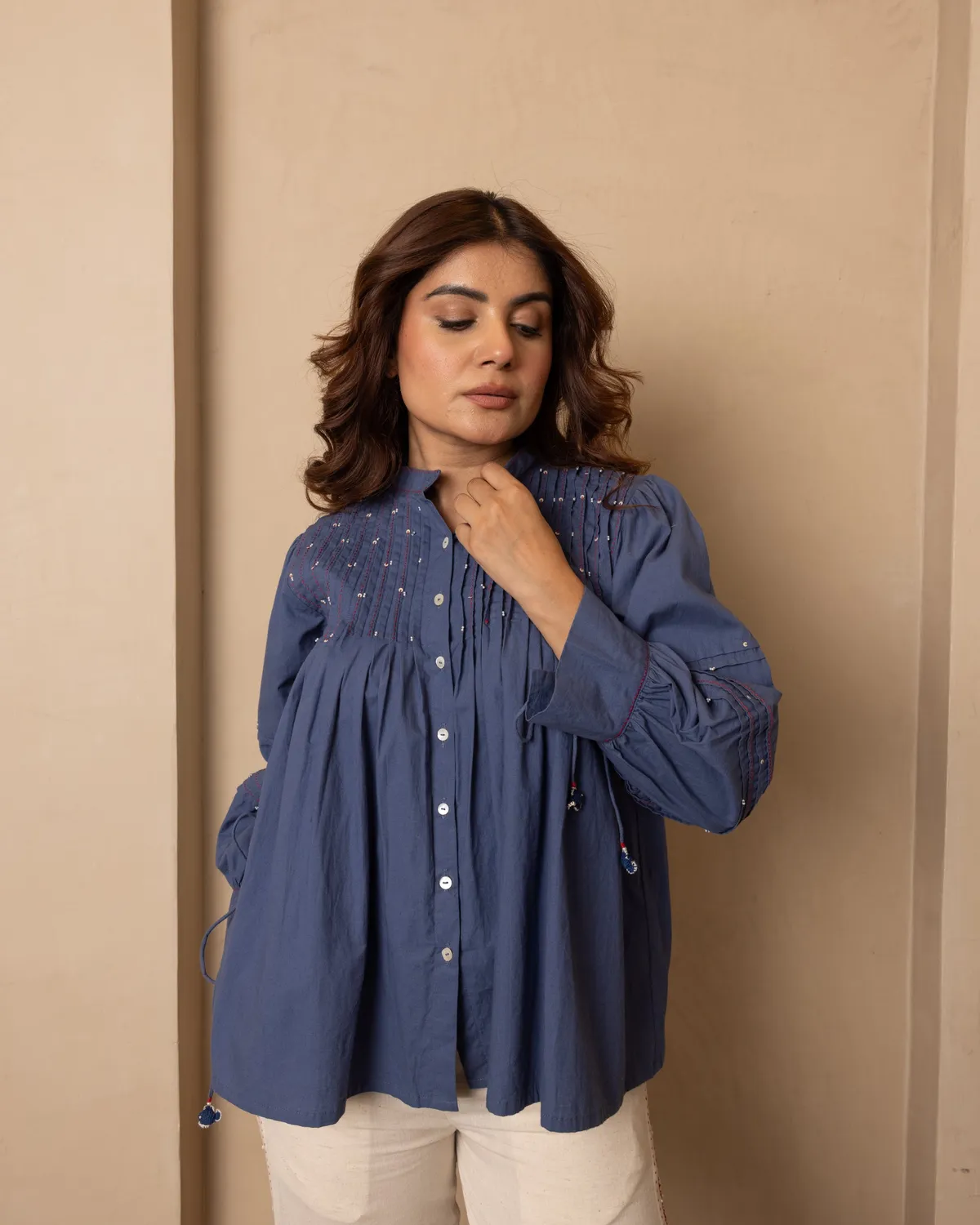 Our Dve Brig Top and Pants completo blu beige perle