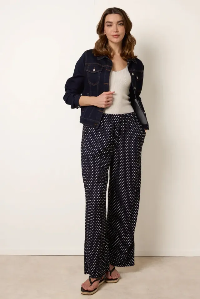 Blue Vanilla pantaloni palazzo navy pois stampa pois taglia S