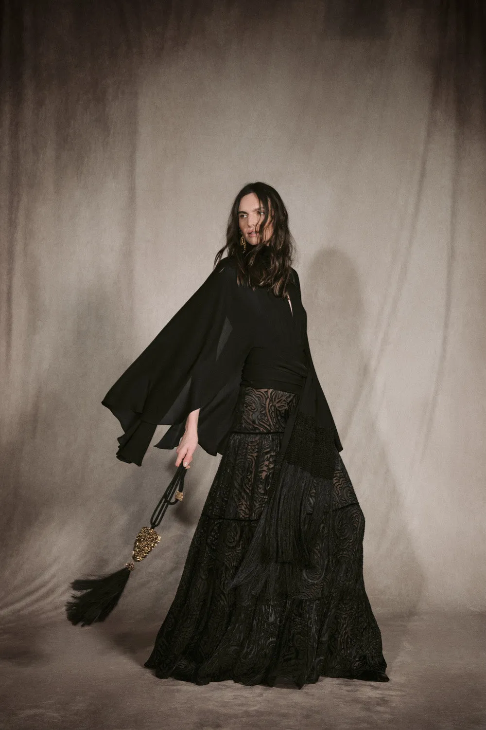 Johanna Ortiz Secretos del Bazar top nero seta
