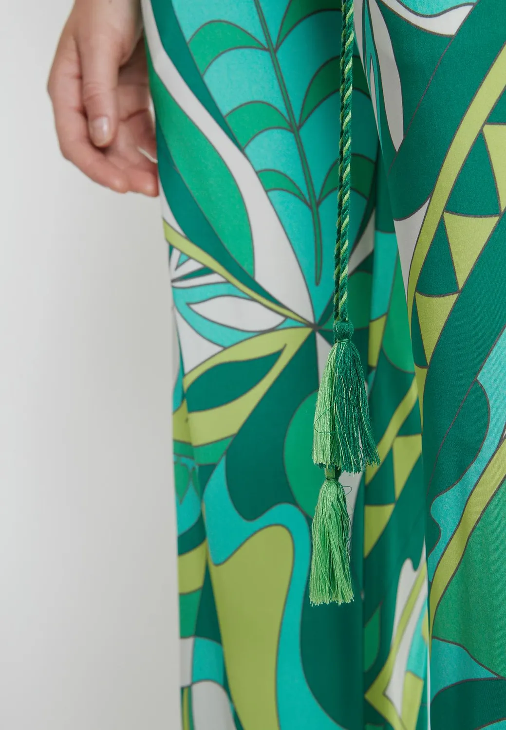 Ana Alcazar Kiane pantaloni jersey fantasia foglie