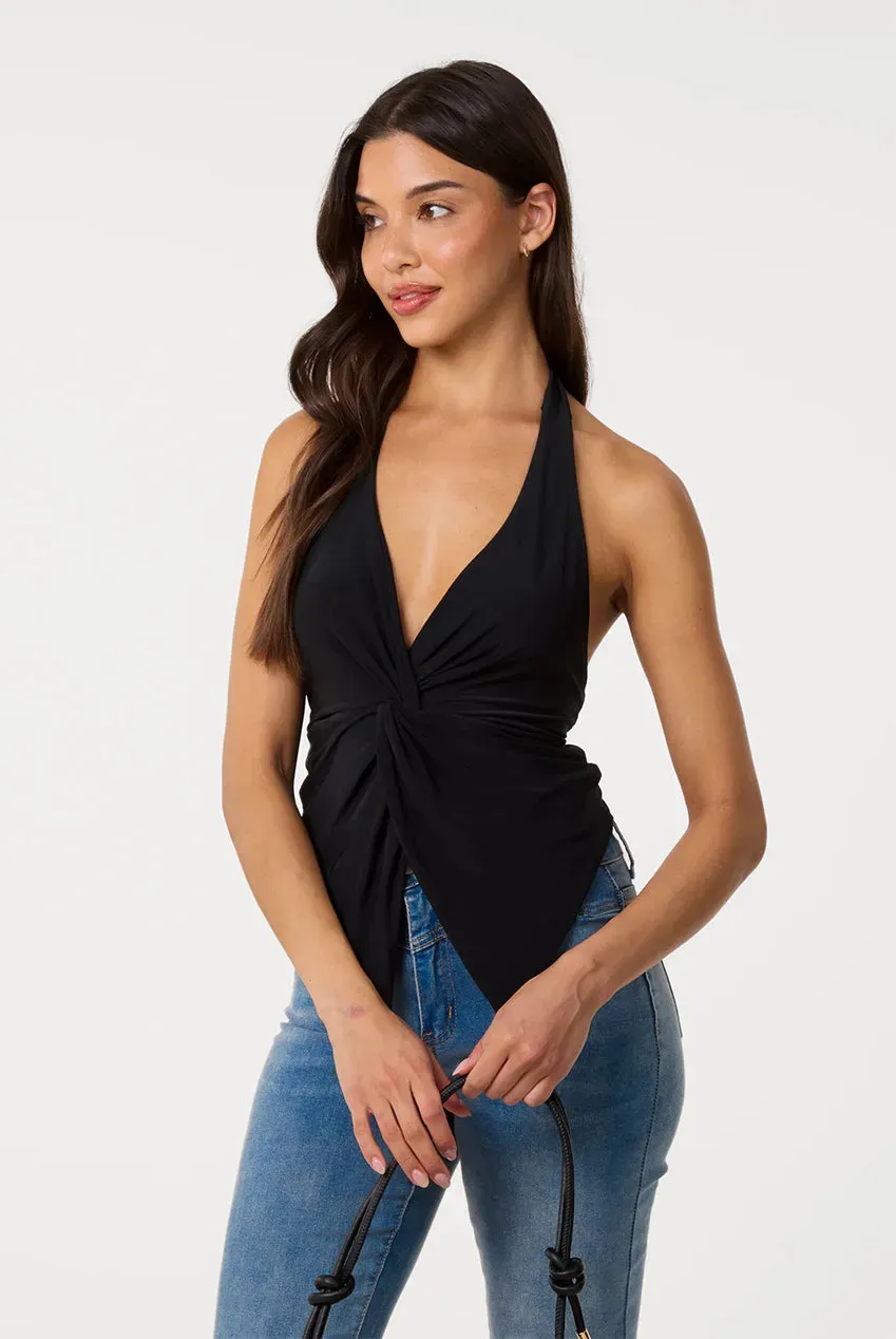 Pink Vanilla Ring Back top halter nero S/M elasticizzato