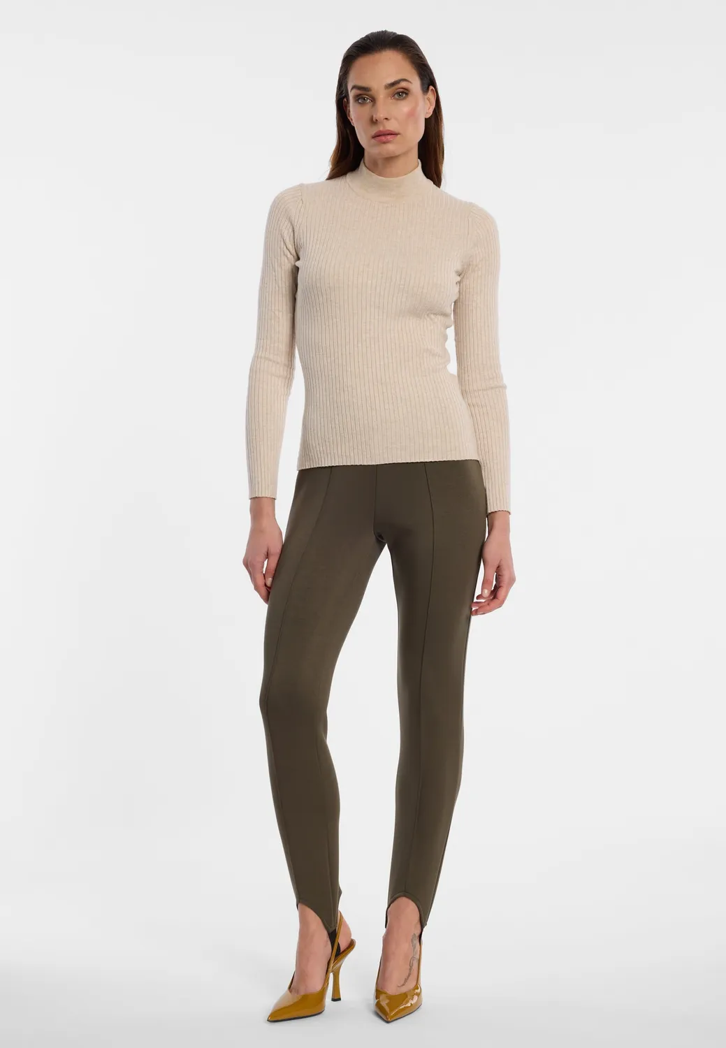Ana Alcazar Edorienne pantaloni staffa kaki skinny