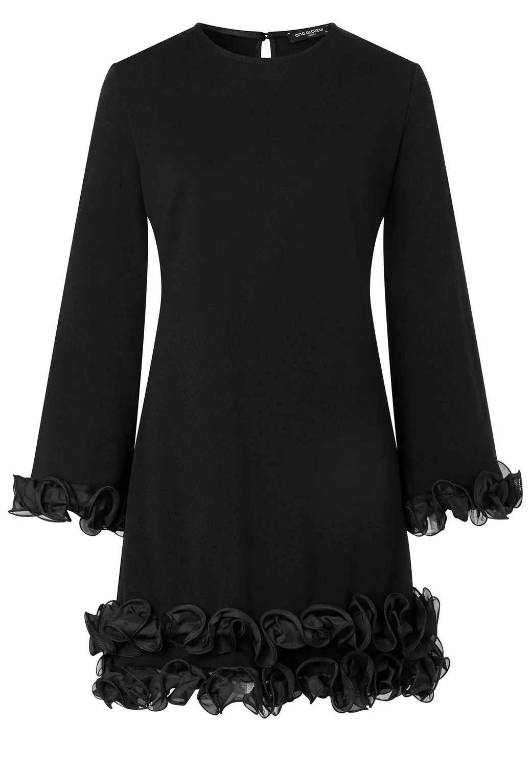 Ana Alcazar Enfyra abito cocktail nero balze organza