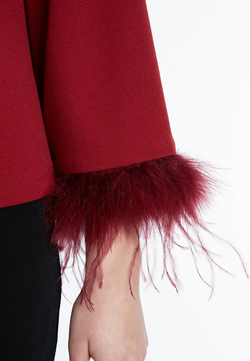 Ana Alcazar Sinkara top bordeaux con piume