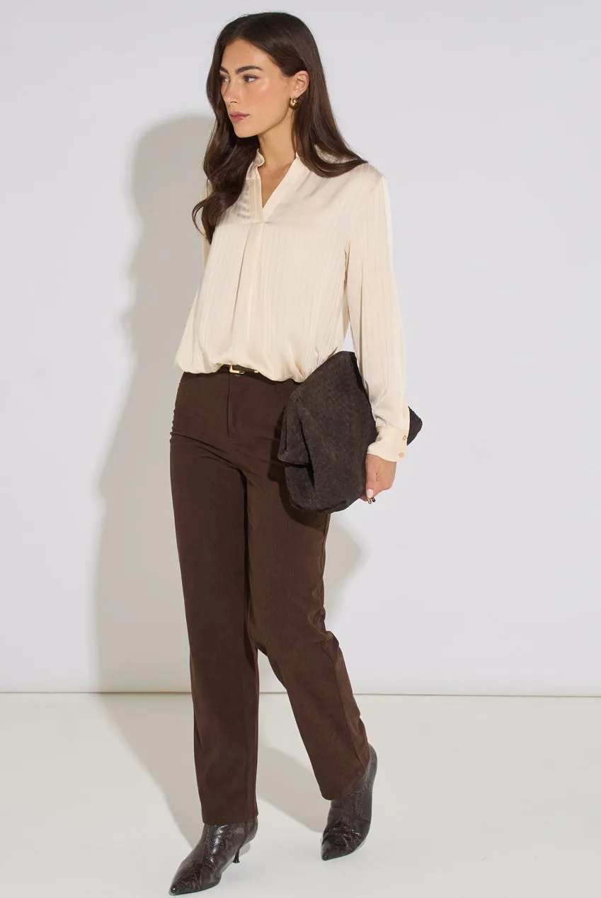 Gini London Brown Cord Straight Leg pantaloni marroni velluto
