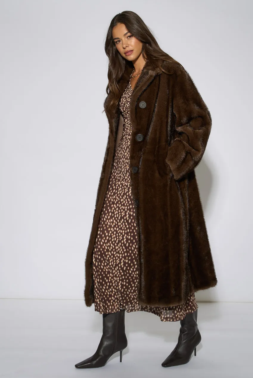 Gini London Two Tone Maxi cappotto pelliccia marrone