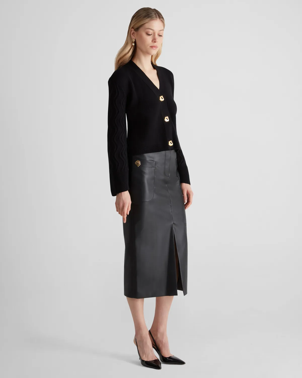 Violante Nessi Wei Wei cardigan nero cashmere scollo V