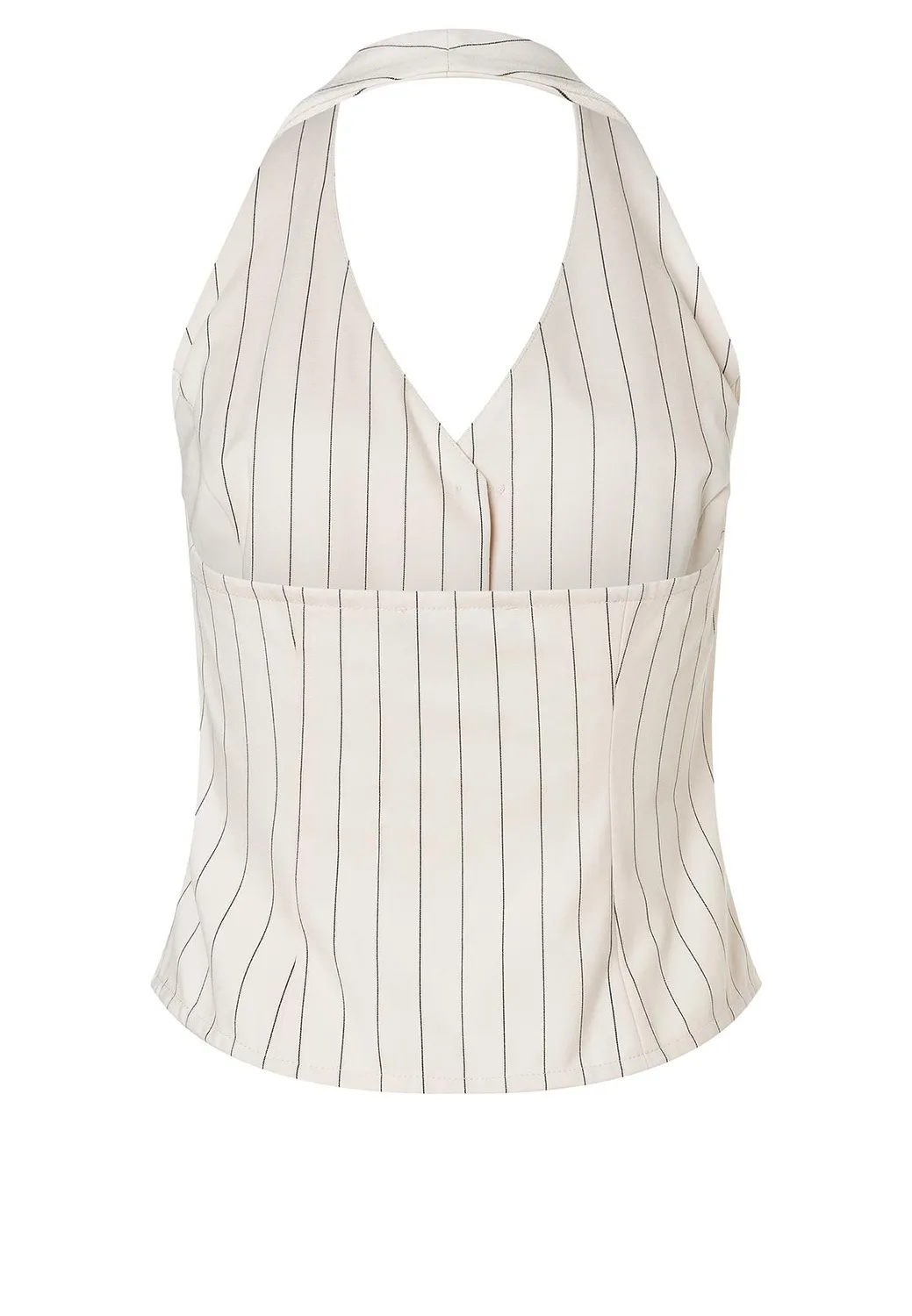 Ana Alcazar Zassa gilet ecru gessato scollo halter