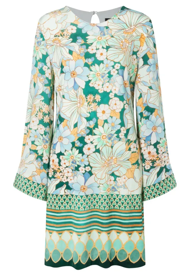 Ana Alcazar Pernosia abito tunica verde jersey floreale