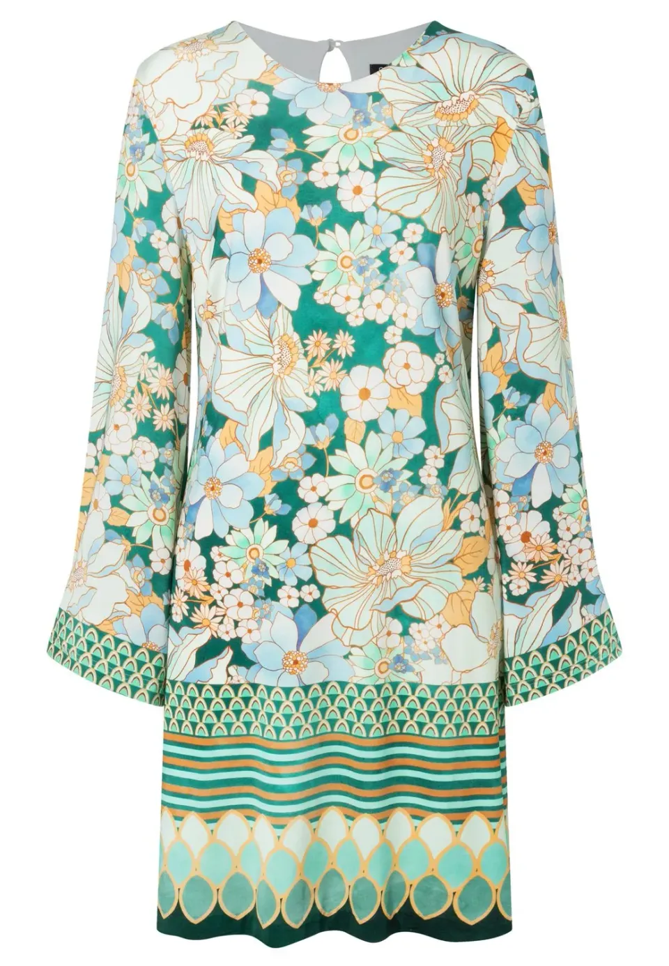 Ana Alcazar Pernosia abito tunica verde jersey floreale