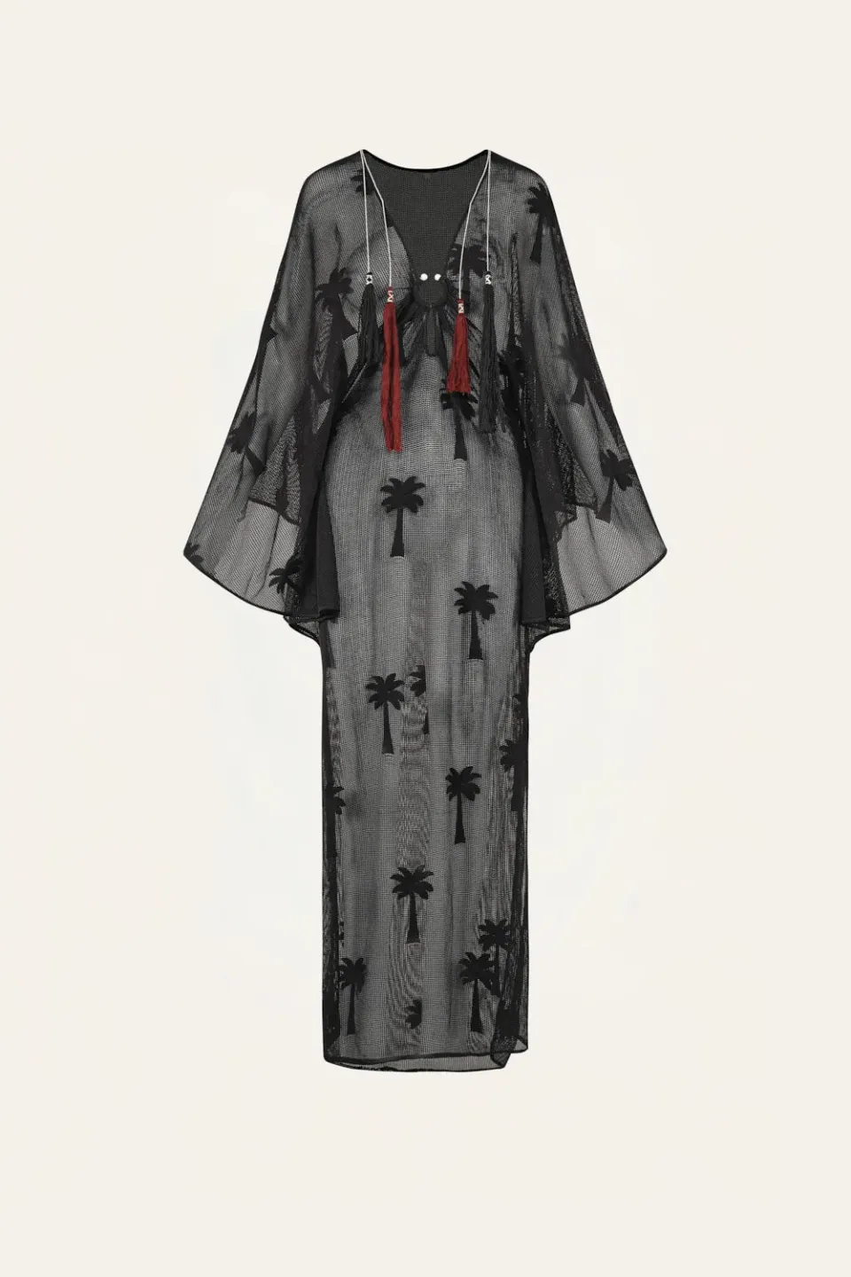 Johanna Ortiz Palm Veil tunica mare nero cotone traforato