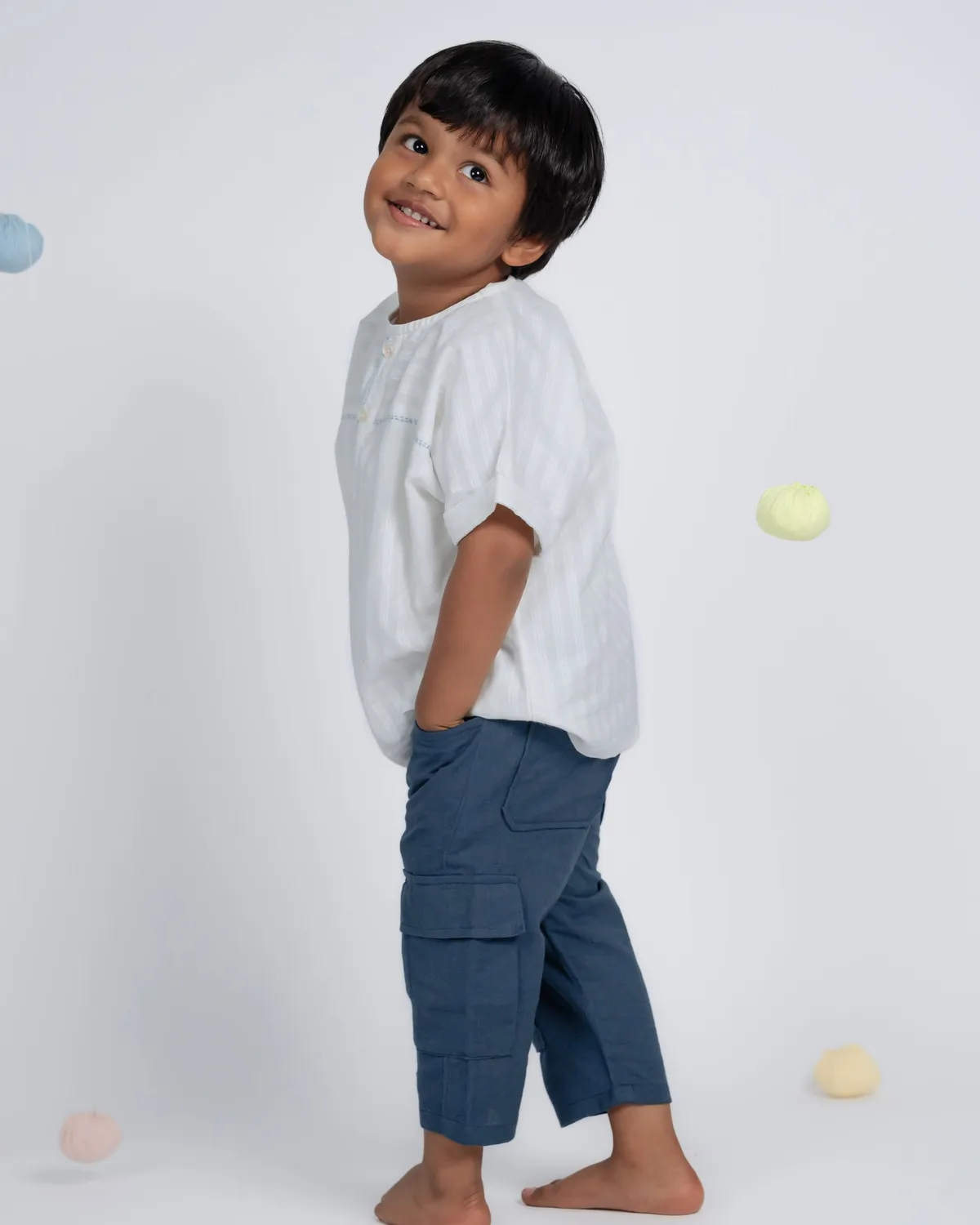 Our Dve Mini Elite camicia bambino blu ottanio cotone