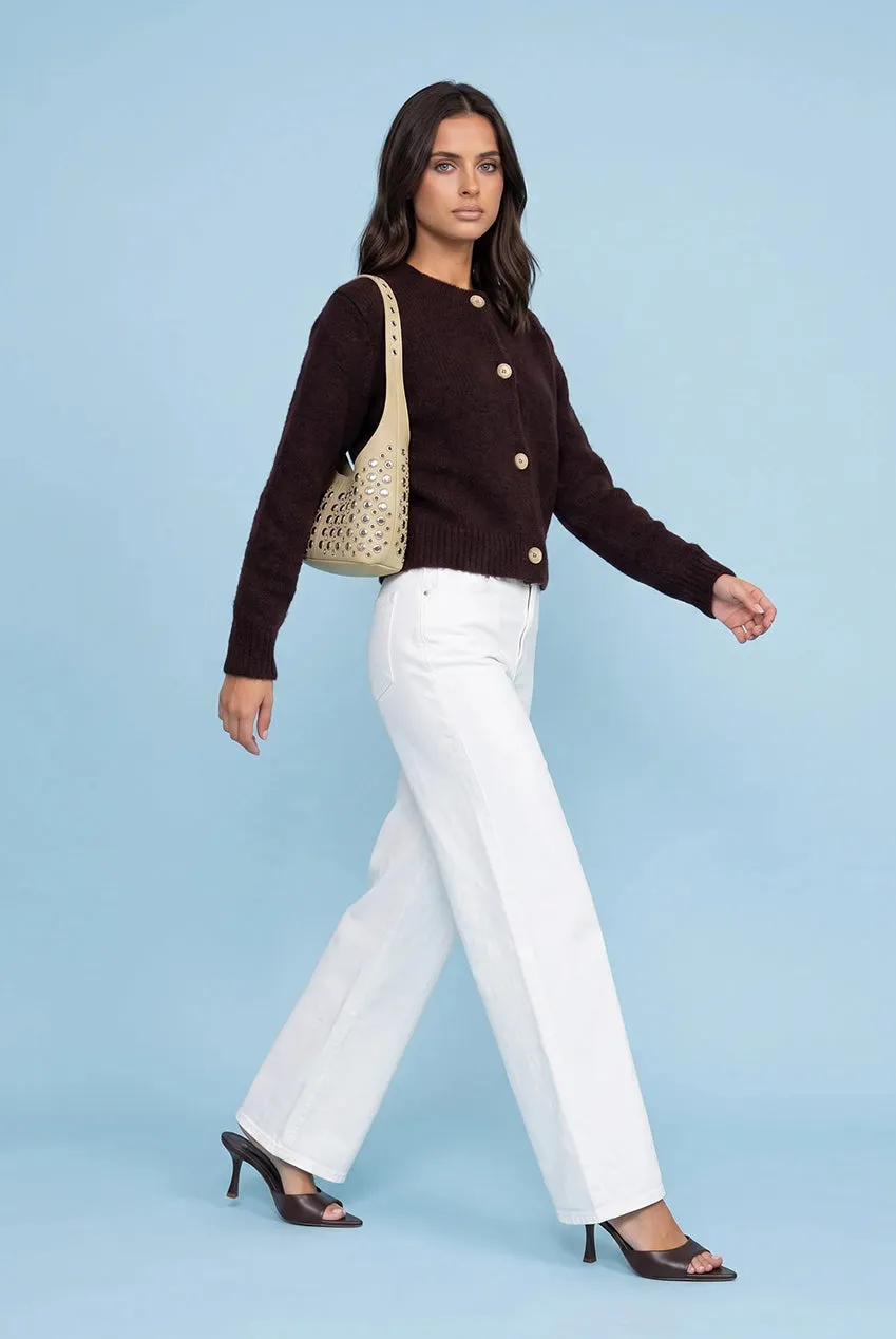 Urban Bliss cardigan corto cioccolato misto lana