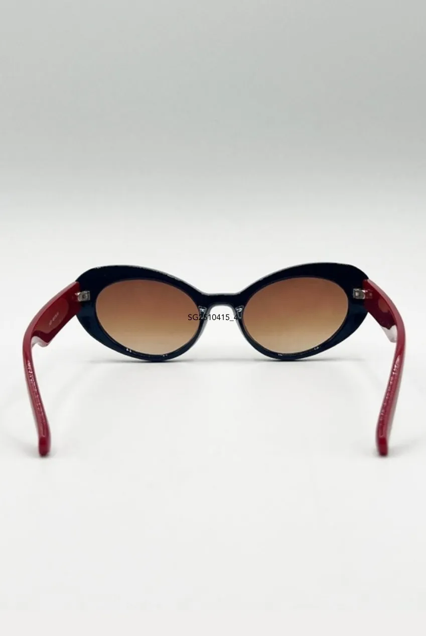 SVNX Oval Cat-Eye occhiali da sole blu marroni