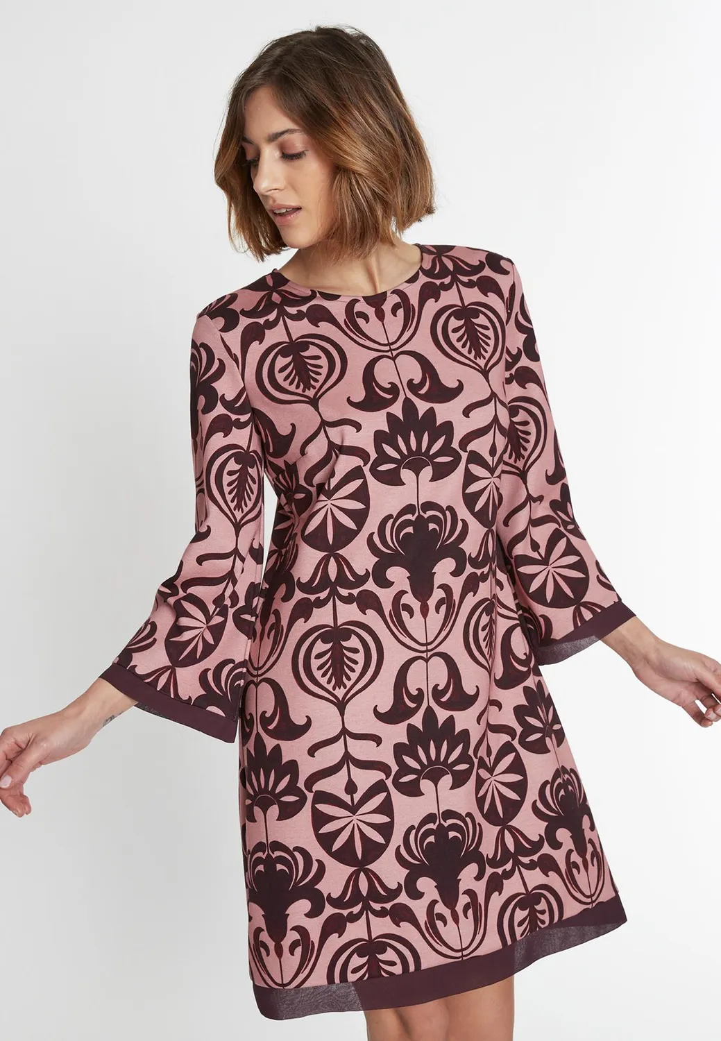 Ana Alcazar Sorina vestito linea A floreale rosa