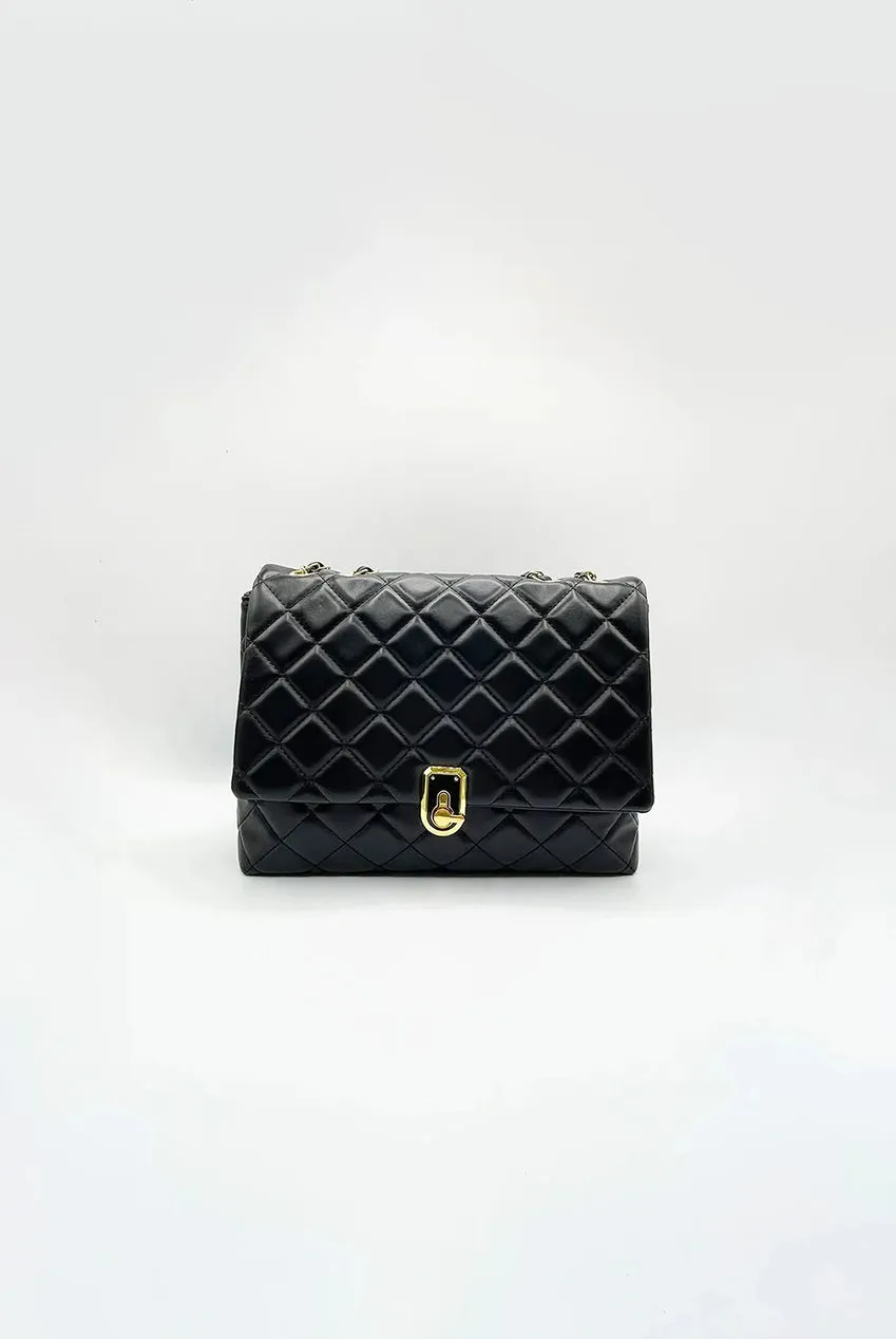 SVNX Quilted borsa spalla nera tracolla catena