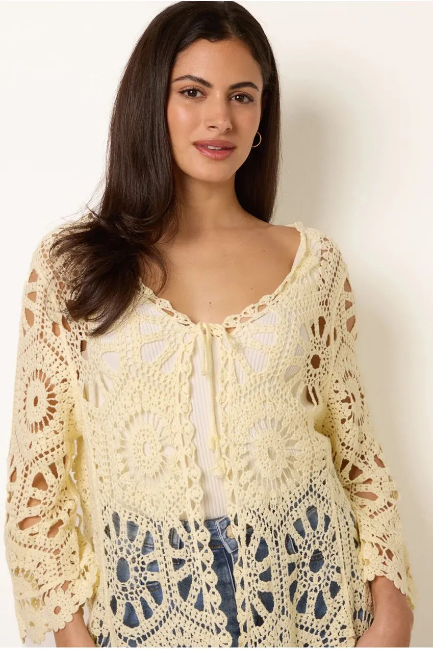 Blue Vanilla Crochet cardigan giallo limone cotone