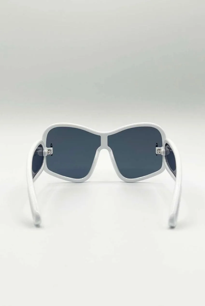 SVNX Square Oversized Mask occhiali da sole bianchi
