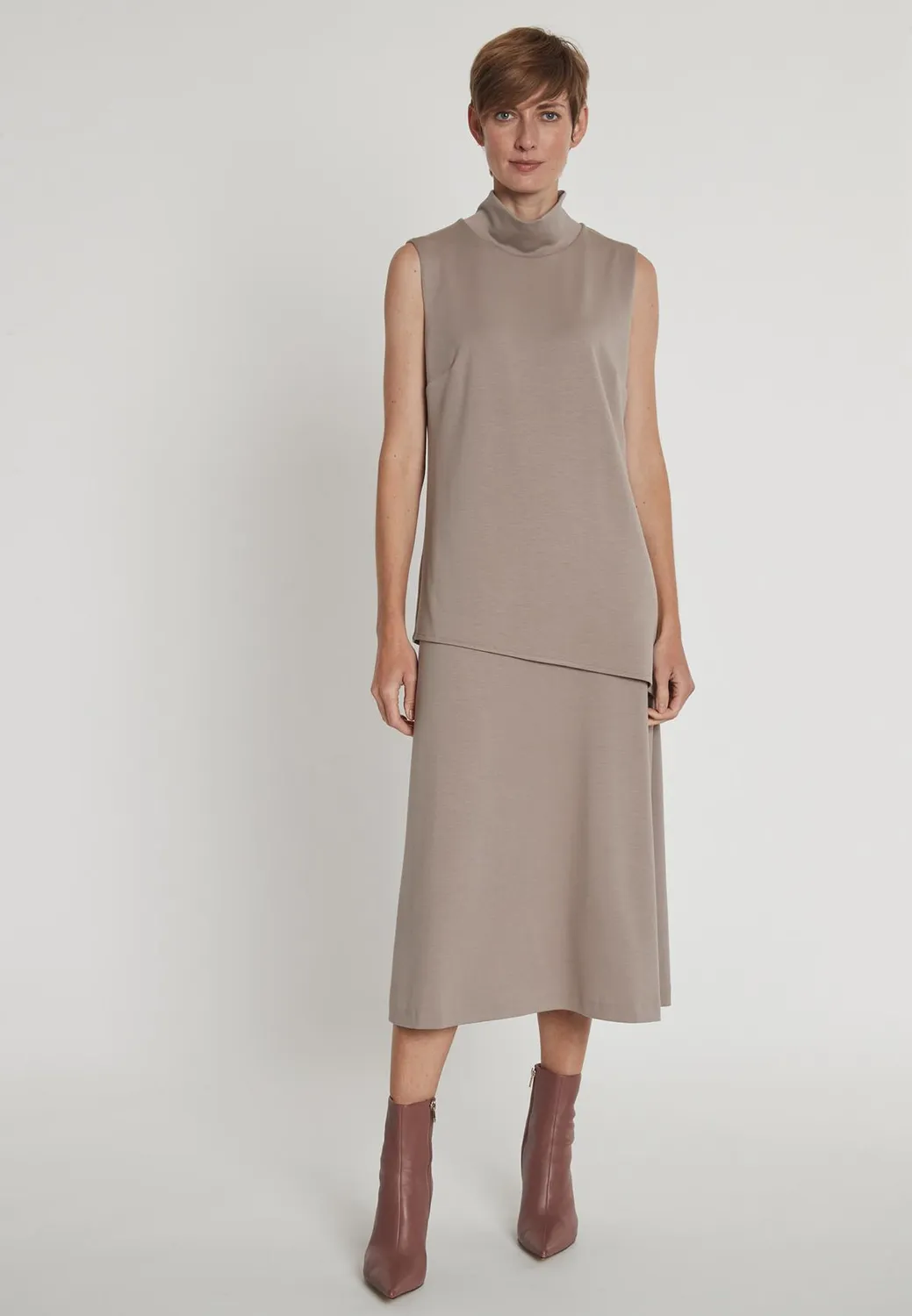 Ana Alcazar Hedea abito midi beige collo alto