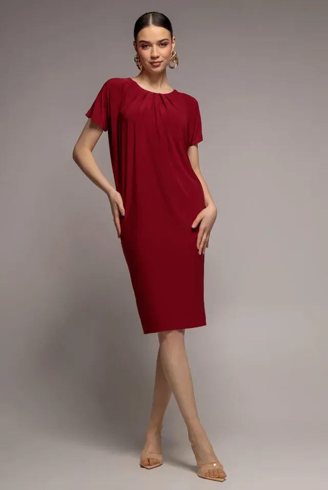 Goddiva Slouchy Midi abito vino manica corta morbido