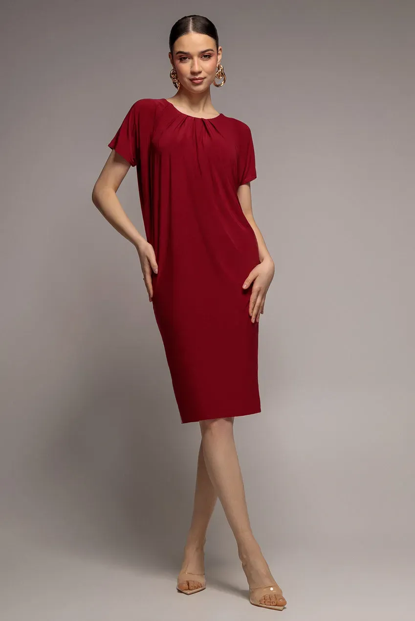 Goddiva Slouchy Midi abito vino manica corta morbido