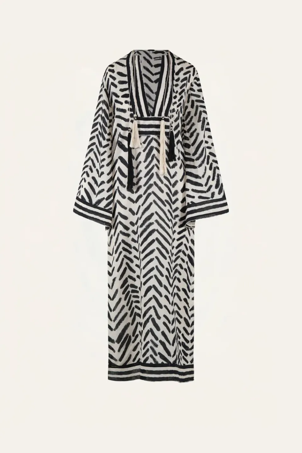 Johanna Ortiz Squared Away Tunic abito lino ecru nero