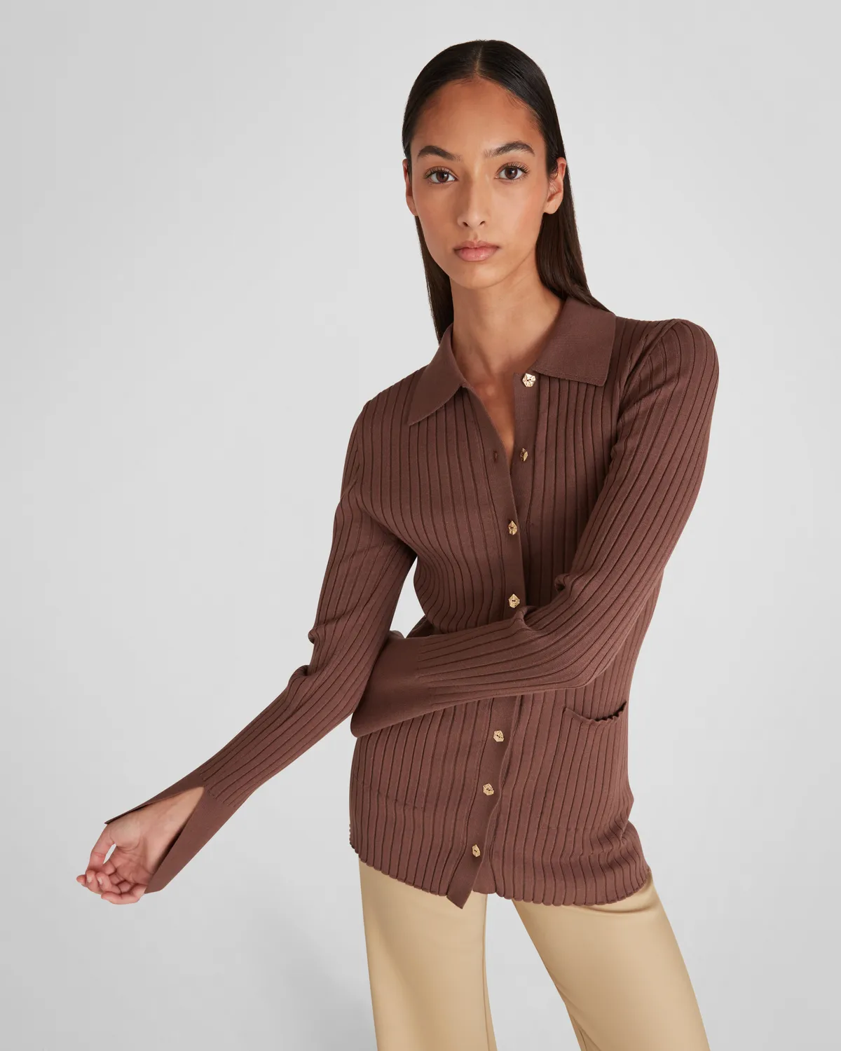 Violante Nessi Vattimo cardigan marrone viscosa bottoni corno
